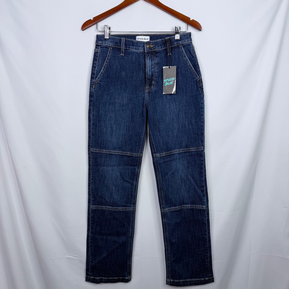 Studio Blue Seamed Utility Ankle Jeans Women 26 Dark Canyon NWT - Picture 2 of 7
